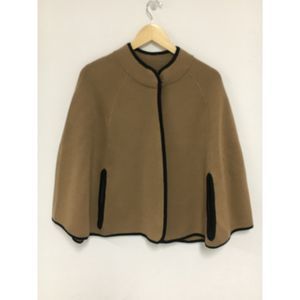 J. Crew Women's Streetscape 100% Merino Wool Brown Black Cape Size Large EUC